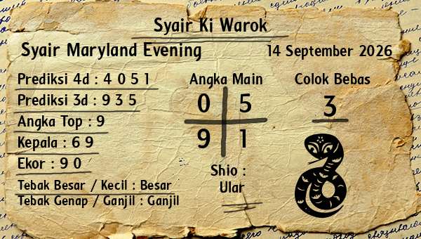 Syair Ki Warok - Syair Maryland Evening