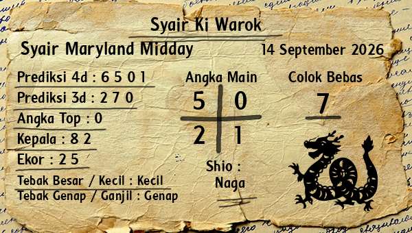 Syair Ki Warok - Syair Maryland Midday
