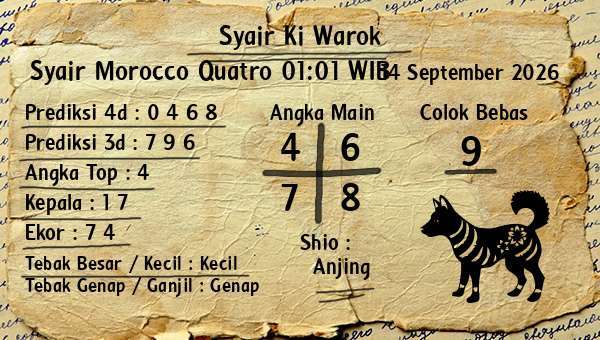 Syair Ki Warok - Syair Morocco Quatro 01:01 WIB