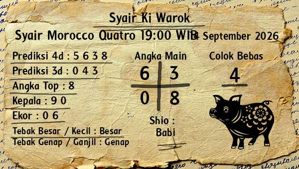 Syair Ki Warok - Syair Morocco Quatro 19:00 WIB