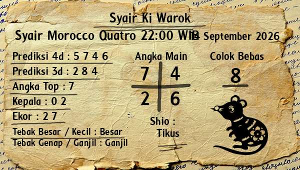 Syair Ki Warok - Syair Morocco Quatro 22:00 WIB