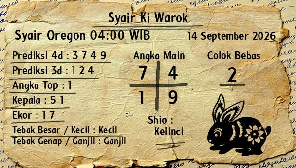 Syair Ki Warok - Syair Oregon 04:00 WIB