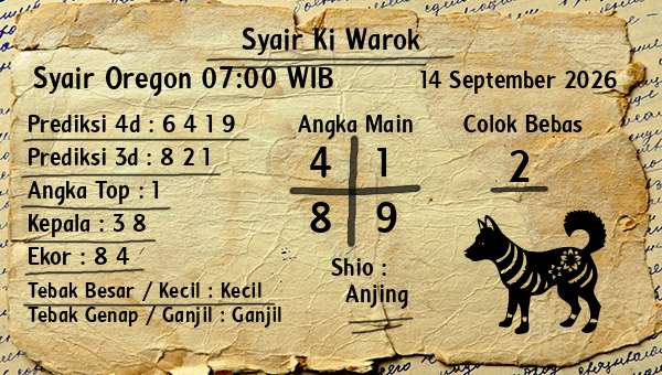 Syair Ki Warok - Syair Oregon 07:00 WIB