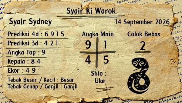Syair Ki Warok - Syair Sydney