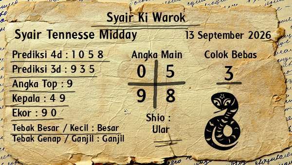 Syair Ki Warok - Syair Tennesse Midday
