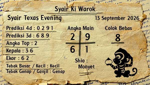 Syair Ki Warok - Syair Texas Evening