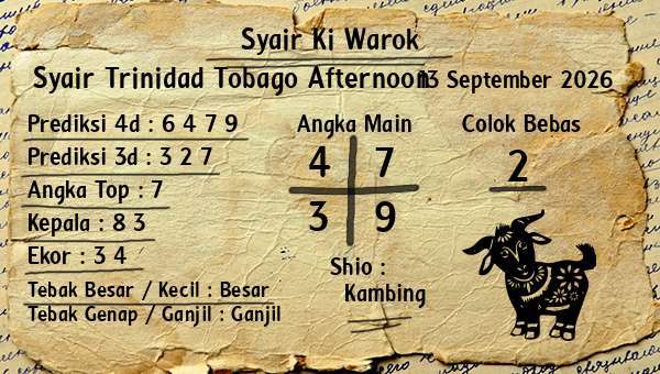 Syair Ki Warok - Syair Trinidad Tobago Afternoon