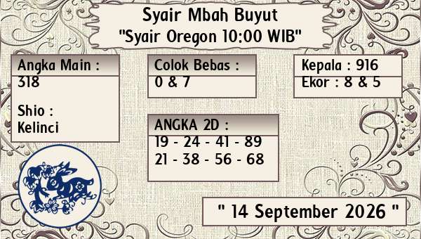 Syair Mbah Buyut - Syair Oregon 10:00 WIB
