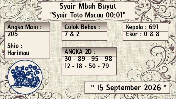 Syair Mbah Buyut - Syair Toto Macau 00:01