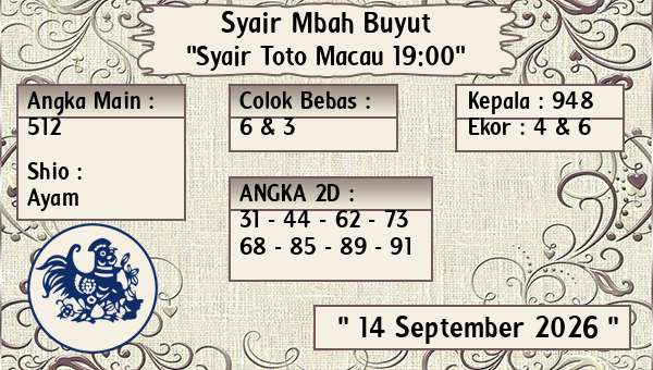 Syair Mbah Buyut - Syair Toto Macau 19:00