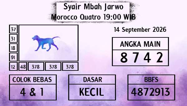 Syair Mbah Jarwo - Morocco Quatro 19:00 WIB