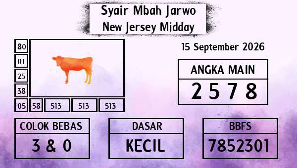 Syair Mbah Jarwo - New Jersey Midday