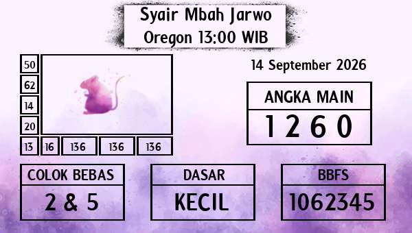 Syair Mbah Jarwo - Oregon 13:00 WIB