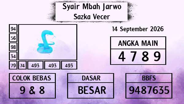 Syair Mbah Jarwo - Sazka Vecer