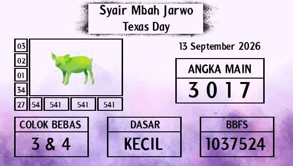 Syair Mbah Jarwo - Texas Day