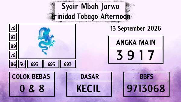 Syair Mbah Jarwo - Trinidad Tobago Afternoon