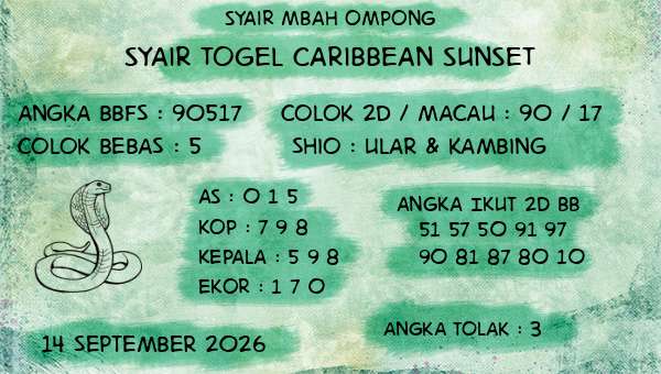 Syair Mbah Ompong - Syair Togel Caribbean Sunset