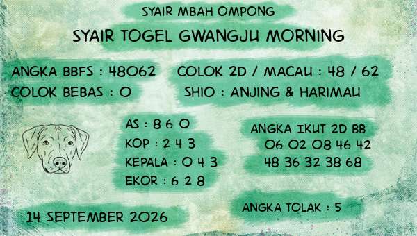 Syair Mbah Ompong - Syair Togel Gwangju Morning
