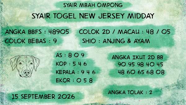 Syair Mbah Ompong - Syair Togel New Jersey Midday
