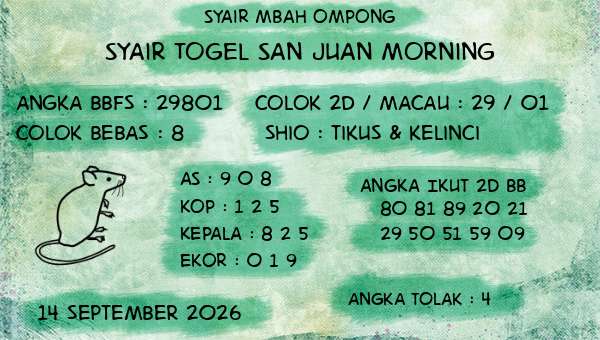 Syair Mbah Ompong - Syair Togel San Juan Morning