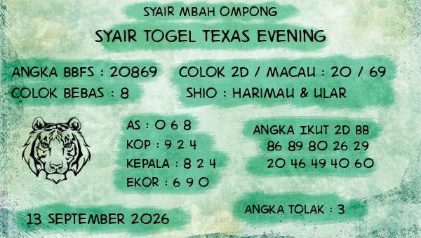 Syair Mbah Ompong - Syair Togel Texas Evening