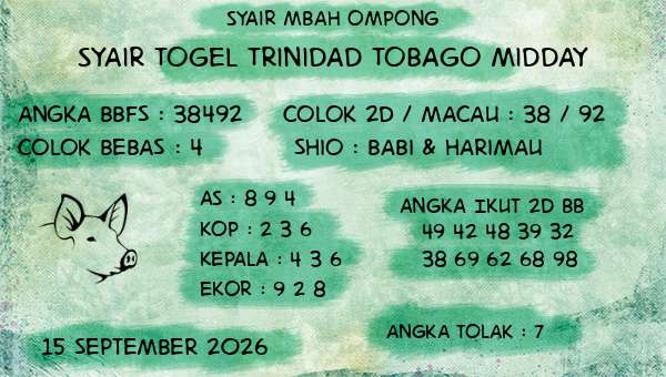 Syair Mbah Ompong - Syair Togel Trinidad Tobago Midday