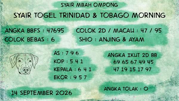 Syair Mbah Ompong - Syair Togel Trinidad & Tobago Morning