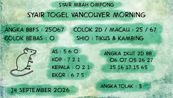 Syair Mbah Ompong - Syair Togel Vancouver Morning