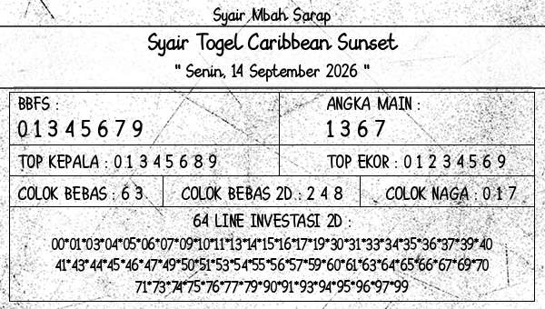 Syair Mbah Sarap - Syair Togel Caribbean Sunset