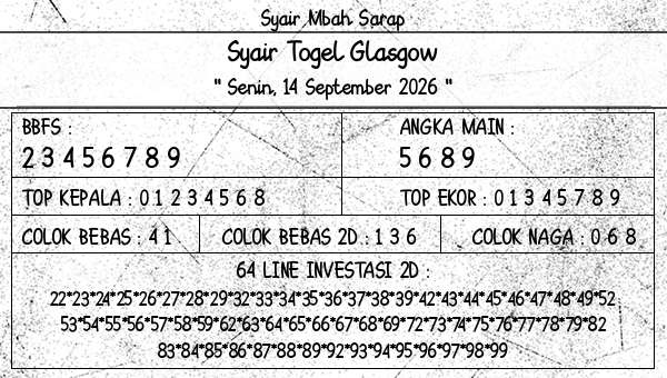 Syair Mbah Sarap - Syair Togel Glasgow