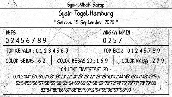 Syair Mbah Sarap - Syair Togel Hamburg