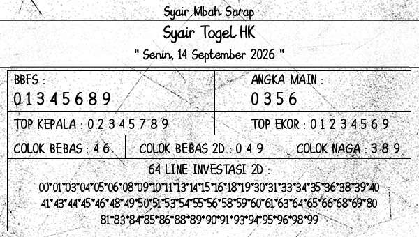 Syair Mbah Sarap - Syair Togel HK