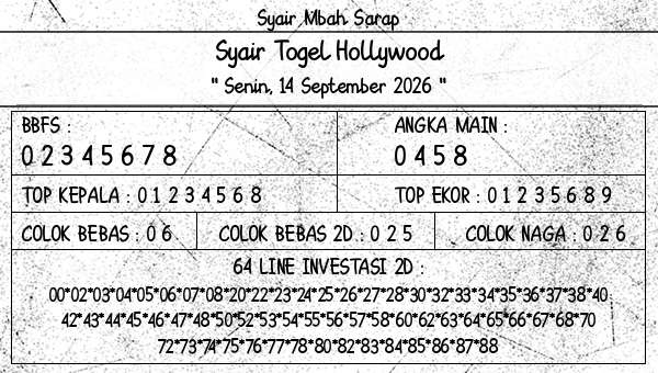 Syair Mbah Sarap - Syair Togel Hollywood