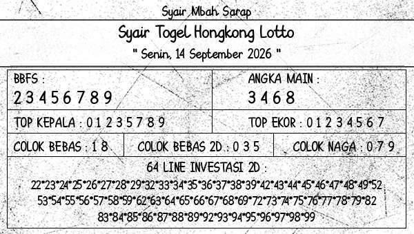 Syair Mbah Sarap - Syair Togel Hongkong Lotto