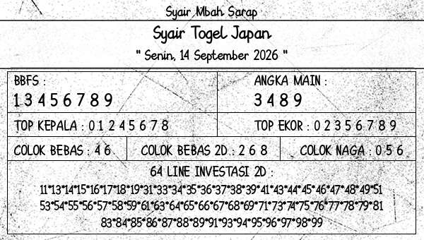 Syair Mbah Sarap - Syair Togel Japan