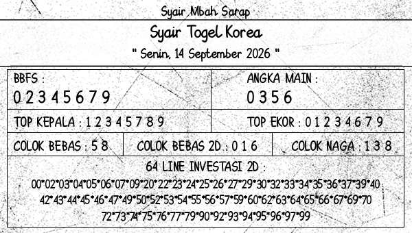 Syair Mbah Sarap - Syair Togel Korea