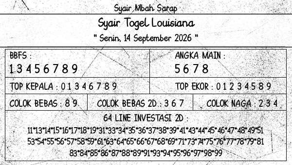 Syair Mbah Sarap - Syair Togel Louisiana