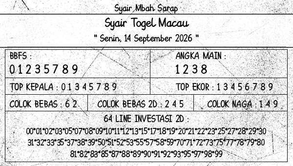 Syair Mbah Sarap - Syair Togel Macau