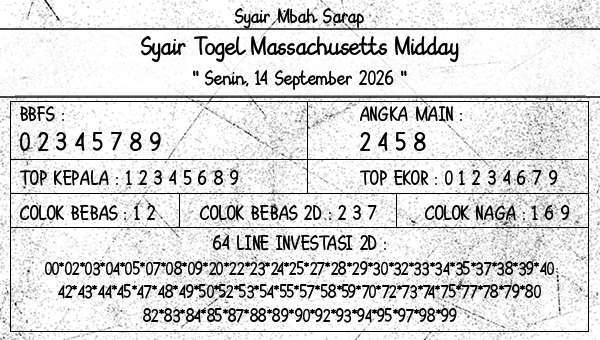 Syair Mbah Sarap - Syair Togel Massachusetts Midday