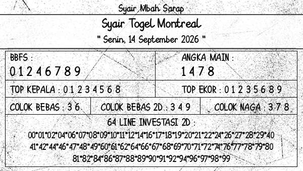 Syair Mbah Sarap - Syair Togel Montreal