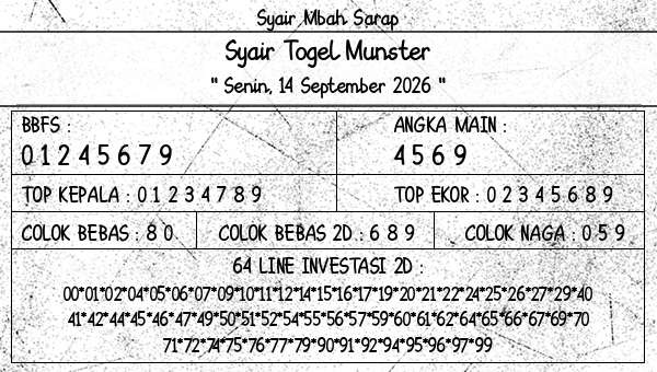 Syair Mbah Sarap - Syair Togel Munster