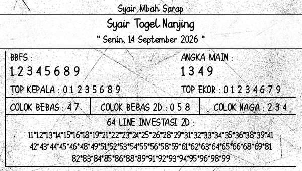 Syair Mbah Sarap - Syair Togel Nanjing