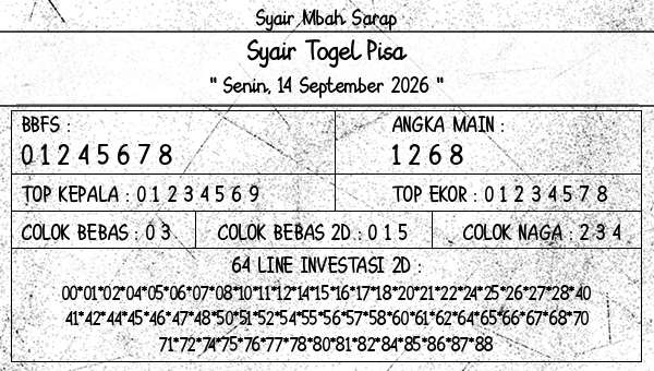 Syair Mbah Sarap - Syair Togel Pisa