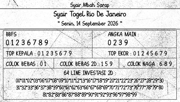 Syair Mbah Sarap - Syair Togel Rio De Janeiro
