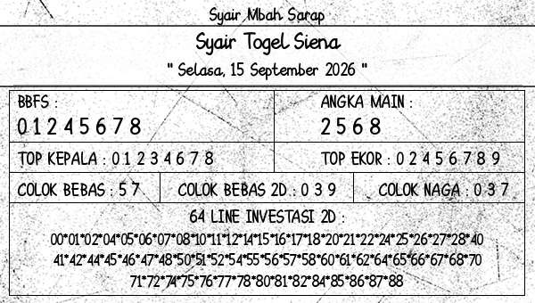 Syair Mbah Sarap - Syair Togel Siena