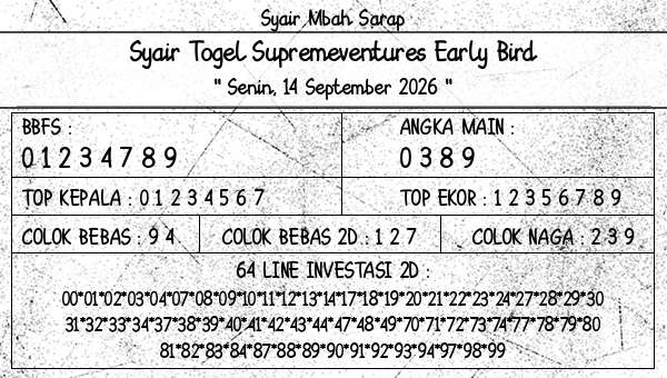 Syair Mbah Sarap - Syair Togel Supremeventures Early Bird