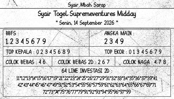 Syair Mbah Sarap - Syair Togel Supremeventures Midday