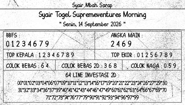 Syair Mbah Sarap - Syair Togel Supremeventures Morning
