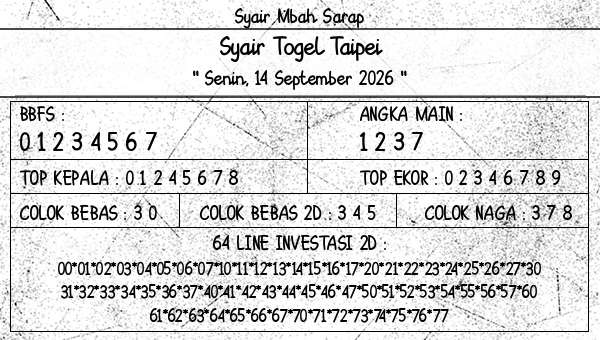 Syair Mbah Sarap - Syair Togel Taipei