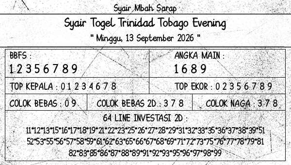 Syair Mbah Sarap - Syair Togel Trinidad Tobago Evening